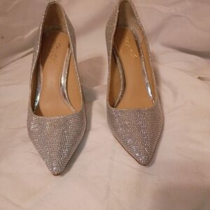 Jewel Badgley Mischka Glittering Silver Heels